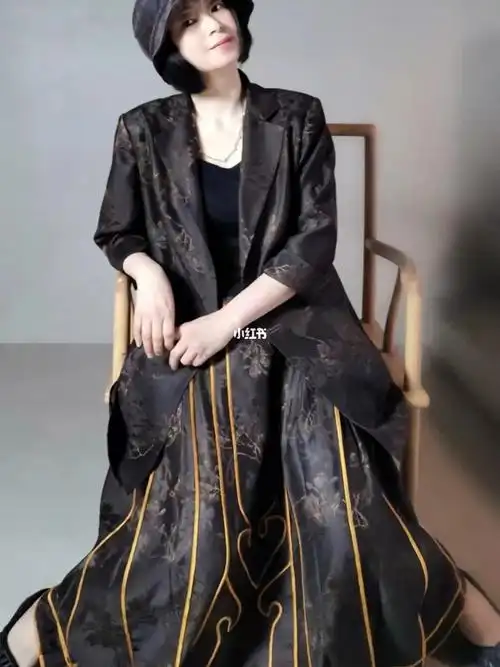 国风香云纱西装马面裙