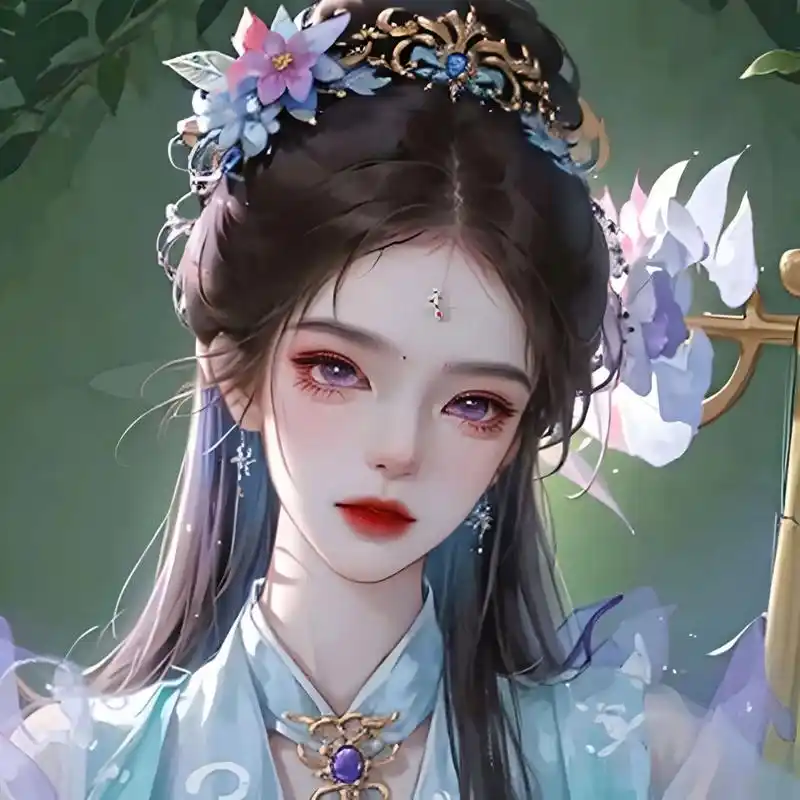 古风少女/紫色系汉服女生头像