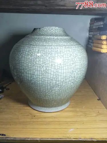 现代工艺品,哥窑,超大天球瓶,锯掉一节,官字款