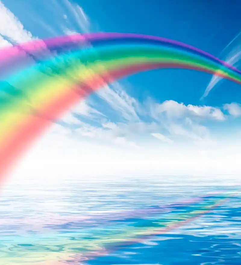 彩虹的天空,蓝天白云与彩虹