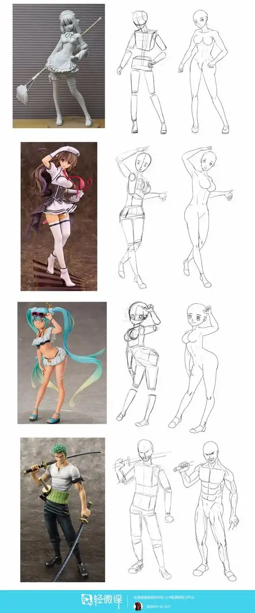 动漫插画基础站姿人体盒子人概括练习