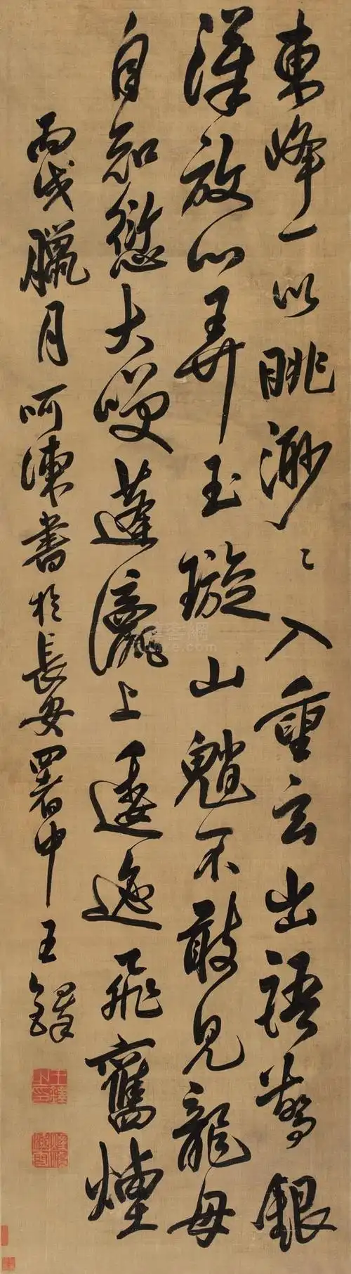 王铎 王铎 (款) 丙戌(1646年)作 行书五言诗 立轴作品欣赏