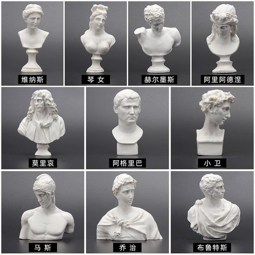 10个树脂石膏像迷你小素描头像模型美术人头雕塑摆件人物人像静物装饰