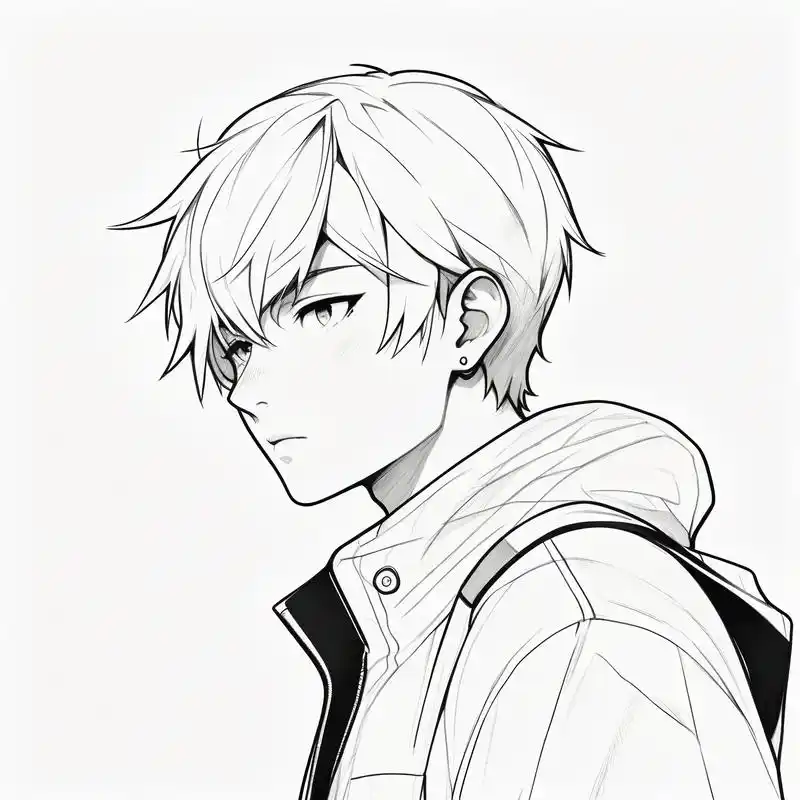 黑白素描风格的男生头像,简约而不简单,细腻的线条勾勒出男生的硬朗与