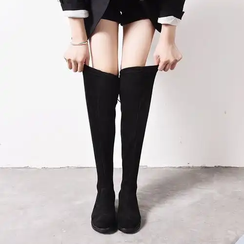 弹力瘦瘦靴过膝长靴加肥高筒靴大码40大筒围女靴子41胖mm42粗腿43