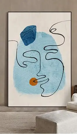 轻奢抽象肌理人物线条艺术玄关客厅装饰画3