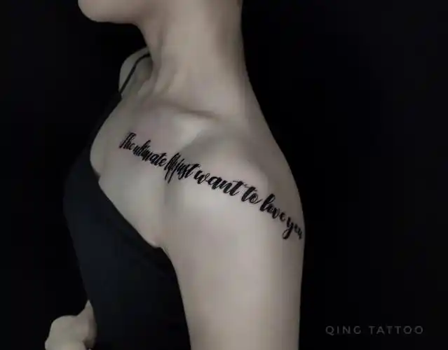 英文纹身锁骨纹身潮州纹身