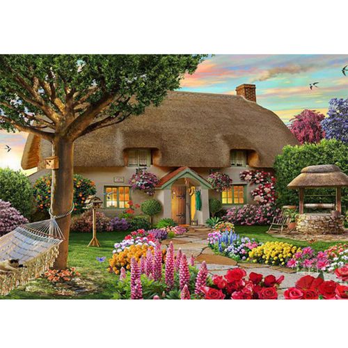 外贸新款厂家一件代发客厅手工贴钻装饰画童话花园小屋风景钻石画