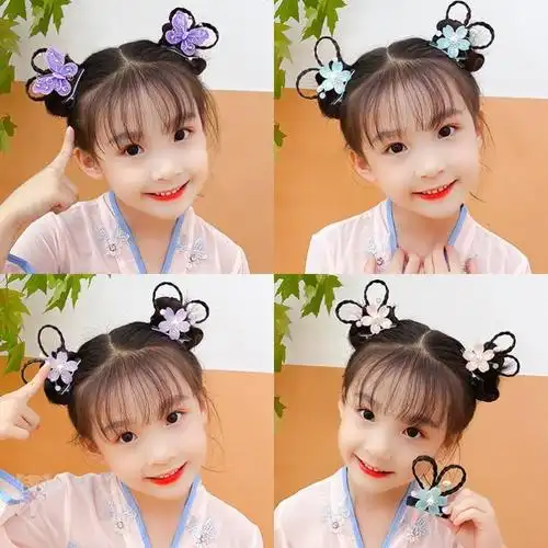 古装假发儿童古风汉服cos造型发髻女童古代发型牛角发包盘发辫子