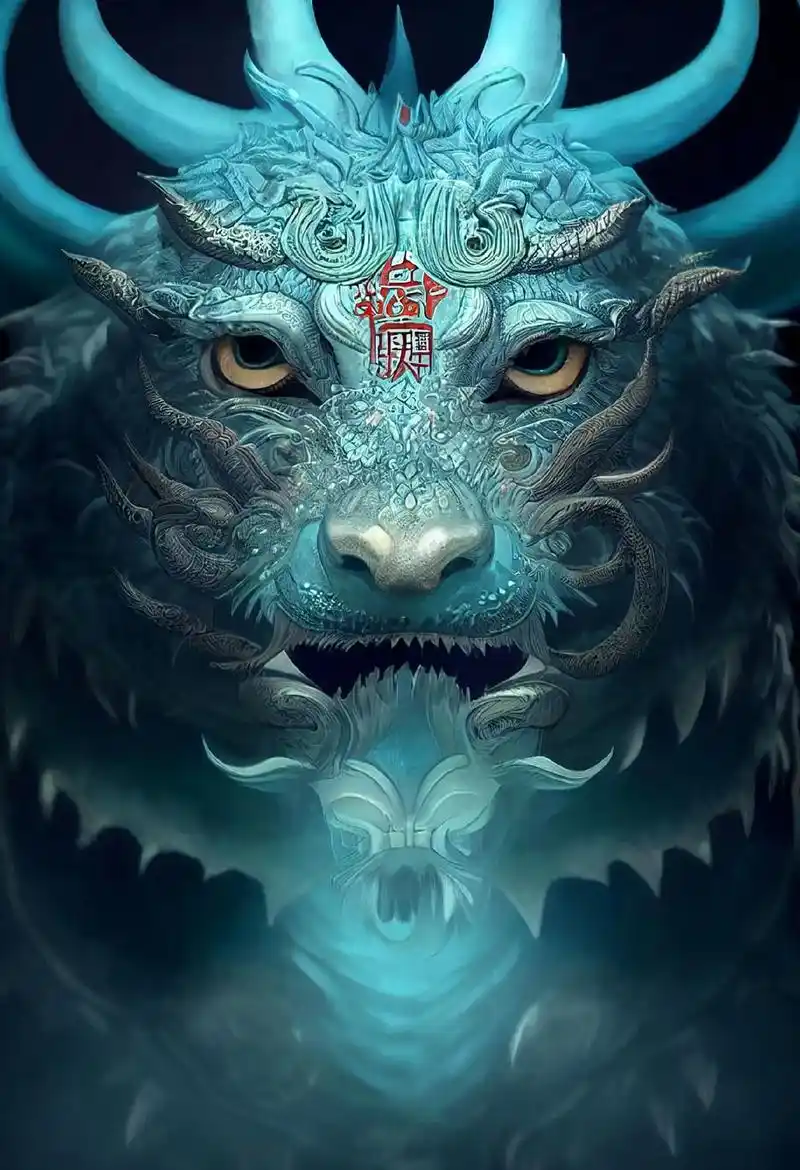 续集麒麟,上古瑞兽冰蓝麒麟带给大家,见着鸿运当头!#手机壁纸 - 抖音