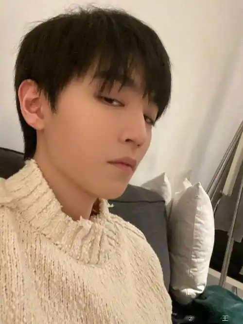 王俊凯久违营业晒自拍米色毛衣顺毛造型清爽帅气