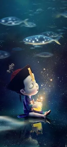 僵小鱼可爱卡通手绘手机壁纸