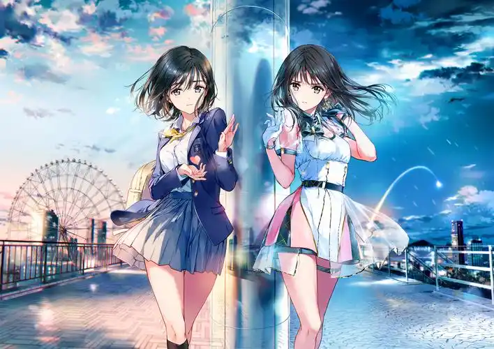 姐妹 女孩子 黑发 制服 短裙 美腿 风景 4k动漫壁纸_彼岸图网.jpg