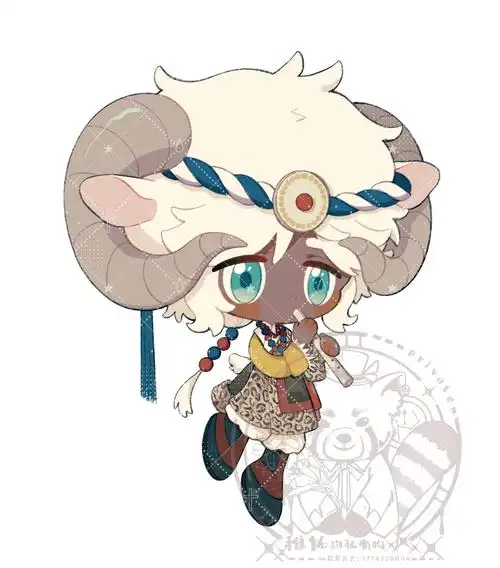 黑皮盘羊小男孩oc头像 - 米画师