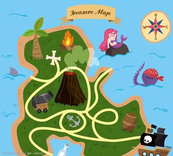 创意卡通藏宝图设计矢量素材