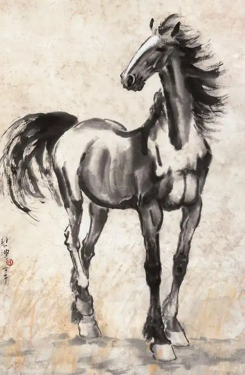 0388骏马图镜片设色纸本