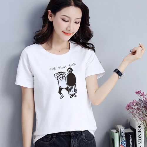 2023夏季新款t恤短袖韩版宽松大码女装时尚上衣服潮女式女士洋气