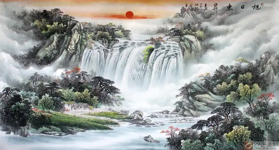 聚宝盆山水旺财画!