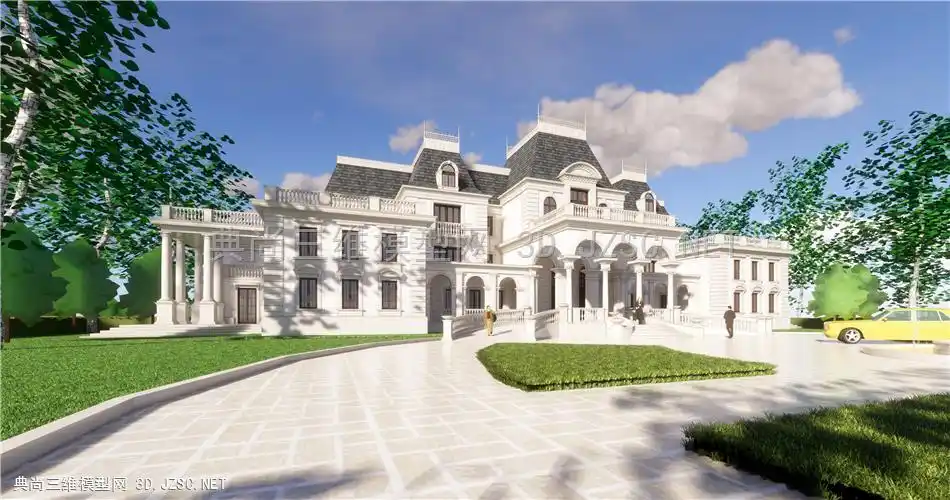 法式金辉福州淮安半岛2期3000平法式独栋豪宅hzs草图skpsu模型