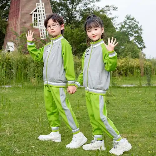 幼儿园校服秋冬款套装 中小学生班服 绿色园服表演服运动套装定制