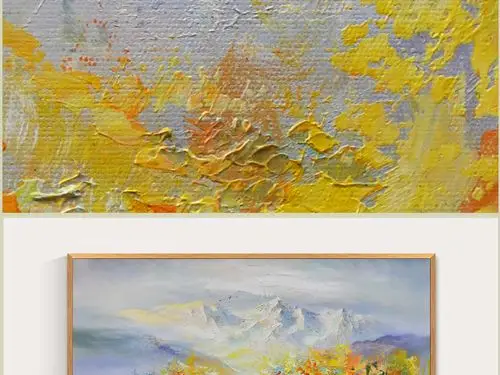 怡人山色纯手绘装饰写意抽象油画(横幅)