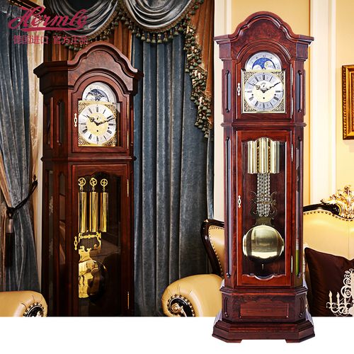 德国赫姆勒钟表机械落地钟客厅中式复古立钟欧式实木座钟装饰摆件