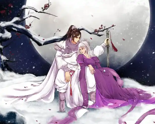 浪漫,古风,爱情,情侣,雪中的古风情侣壁纸