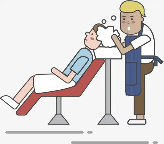矢量png理发店里洗头发的人
