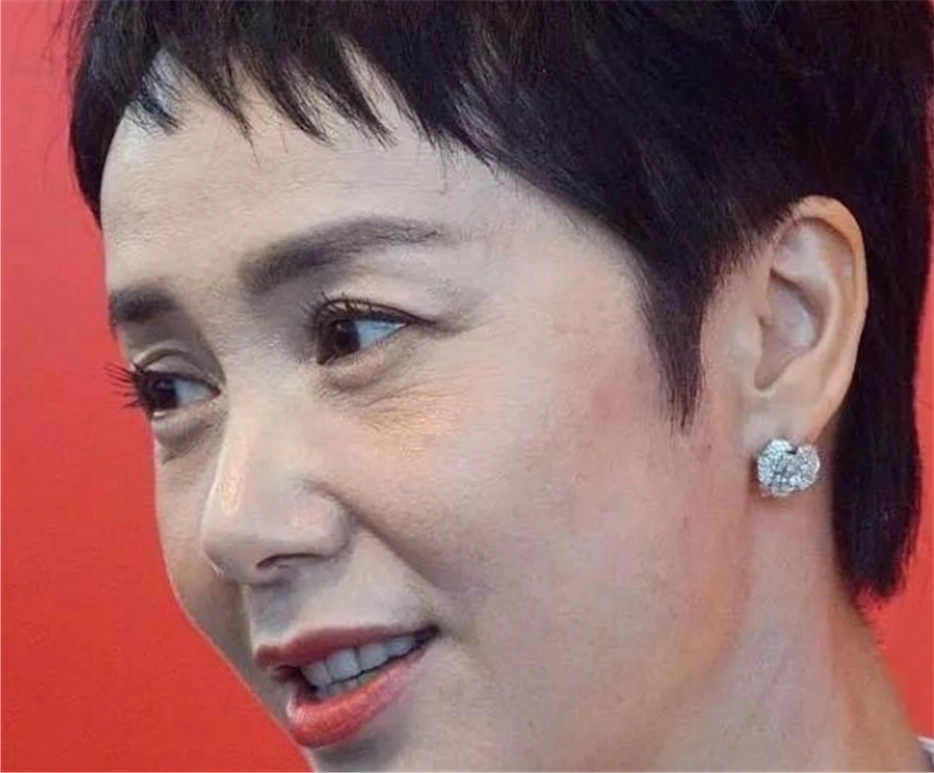 蒋雯丽活动近照,49岁短发红唇显干练,脸上皱纹却十分明显!