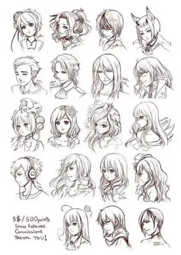 动漫人物头发练习素材