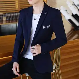 休闲西装男修身韩版休闲帅气图片