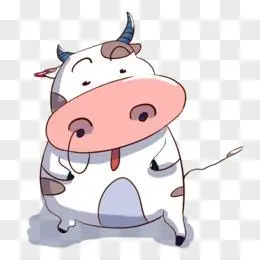 一组卡通拟人风可爱十二生肖合集之牛元素