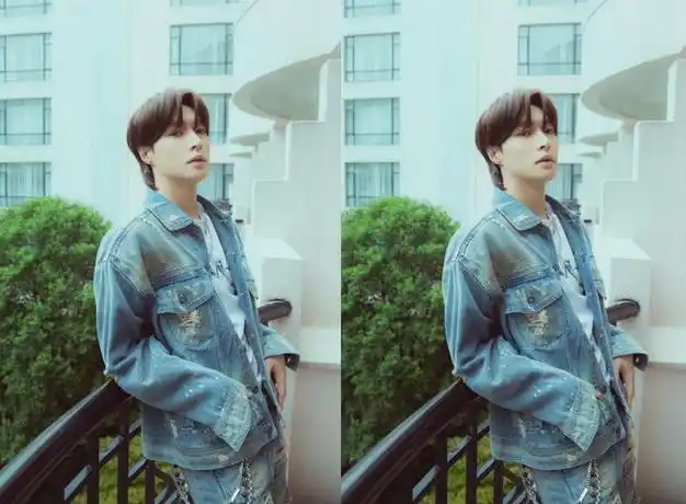 张艺兴换发型如换人狼尾头配复古外套靠栏杆随便摆pose都有型