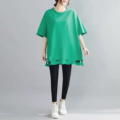 人穿的宽松遮肚子显瘦夏季短袖t恤肥婆衣服胖妹妹穿搭黑色l建议100140