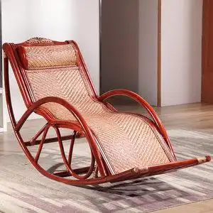 天然真藤摇摇椅阳台家用休闲躺椅高档藤椅子靠背椅老人椅藤编摇椅藤椅