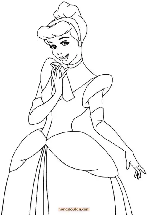 8张小美人鱼长发公主白雪公主涂色公主填色图片-红豆饭小学生简笔画