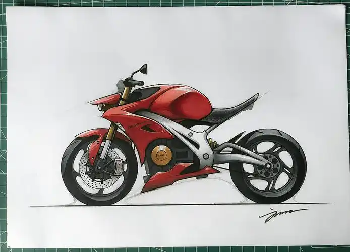 马克笔手绘摩托车概念练习