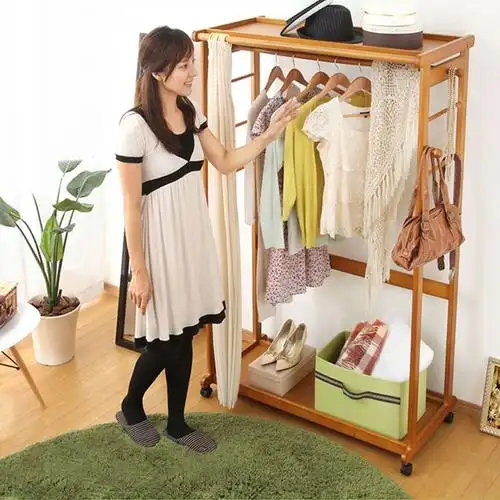 家逸实木落地挂衣架rf1097