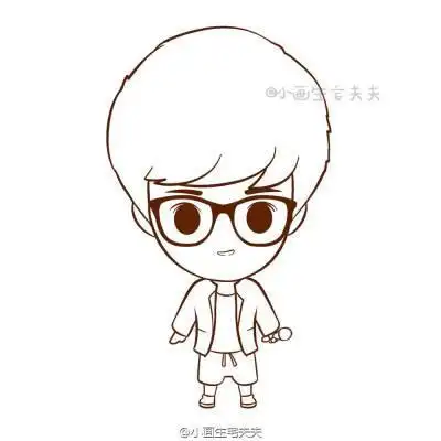 q版简笔画女头简笔画--戴眼镜的小男孩戴眼镜短发女生简笔画简笔画