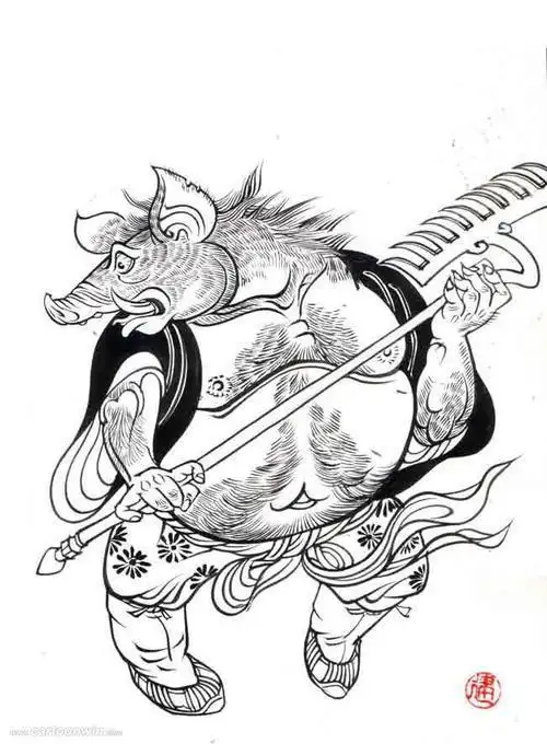 暗黑西游记猪八戒简笔画