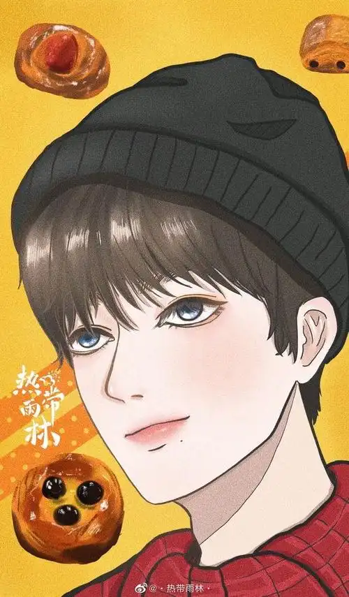 这张漫画更趋向于真人,有点日系的感觉,温柔的眉眼,不知道肖战平时有