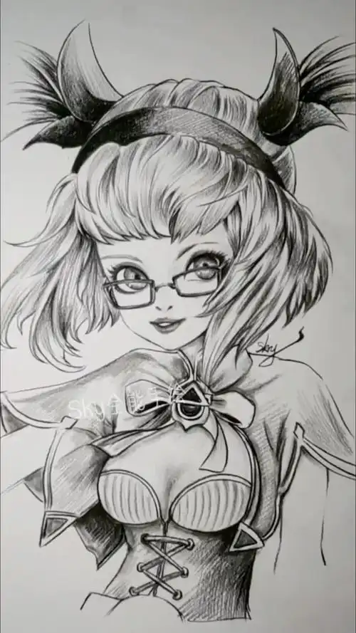 手绘王者荣耀安琪拉过程技巧