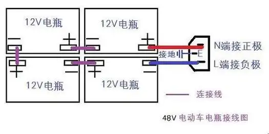 4个12v电瓶并联48v怎么接