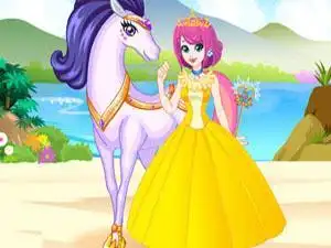 爱娃简笔画王子公主骑马简笔画彩色公主骑独角兽简笔画图片