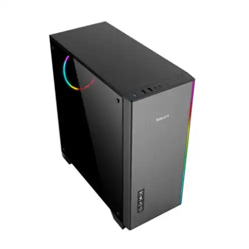 逾辉地狱火 台式电脑主机机箱 u3 全侧透背线atx rgb灯条 新品2:1送纸