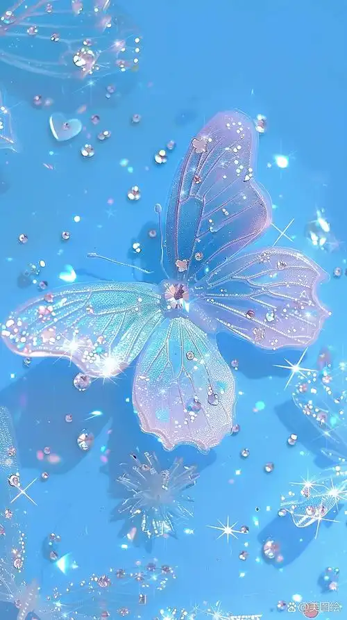 蓝色的蝴蝶壁纸#素材# #手机壁纸#  0396璀璨如星,优雅之舞95