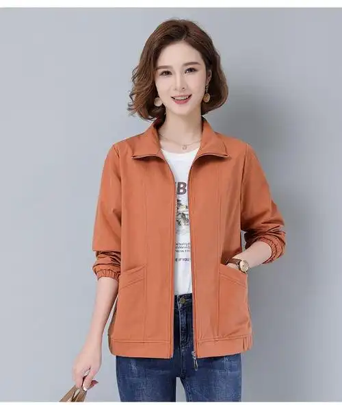 中年妈妈春装双层短外套女2024新款百搭休闲宽松夹克薄款上衣外穿