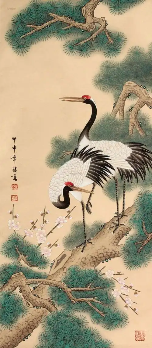 金海螺幼儿园美术一班《松鹤延年》