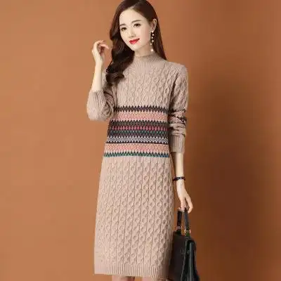 mn-378-al 2020年新款款宽松连衣裙时尚女装毛衣打底裙针织秋冬