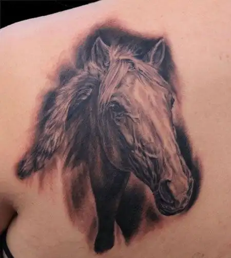 背部帅气马匹纹身图案